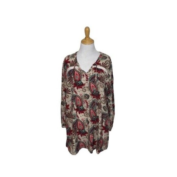 Umgee Tunic Pullover Dress Swing Shift Lightweight Resort Western Peasant Sz M - Picture 7 of 7